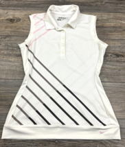 Nike Golf Sleeveless Polo Women&#39;s XS White Mesh Button Performance Stretch - $17.82