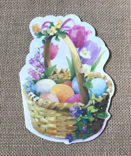 Expressions From Hallmark Easter Basket Filled With Colored Eggs Greeting Card - $3.76
