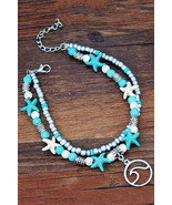 Sky Blue Beach Double Anklet - $54.85 MXN