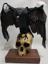 Midnight Shadows Sculpted Raven on Skull &amp; Book Halloween Decor - $68.30