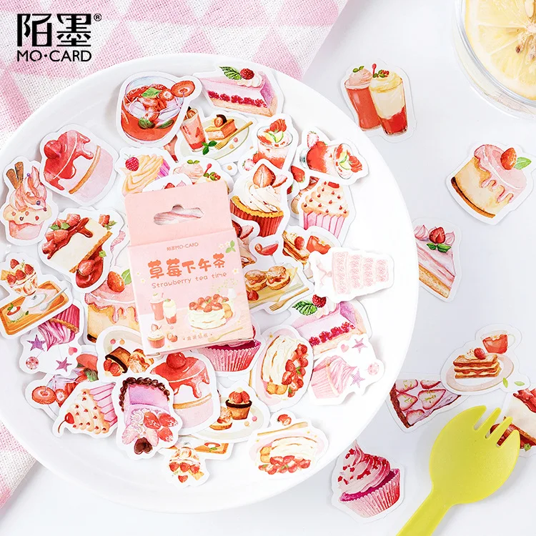 Game Fun Play Toys 46pcs/pack Strawberry Tea Time Label Stickers Decorative Stat - £23.15 GBP