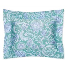 Sferra Ressa Aqua Euro Sham Continental Blue Floral Egyptian Cotton Ital... - £33.57 GBP