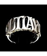 Sterling silver word ring Outlaw bold letters one word high polished 925... - $81.70 CAD