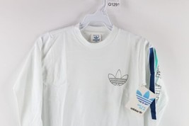 NOS Vtg 80s Adidas Boys Medium Spell Out Trefoil Long Sleeve T-Shirt White USA - £45.90 GBP