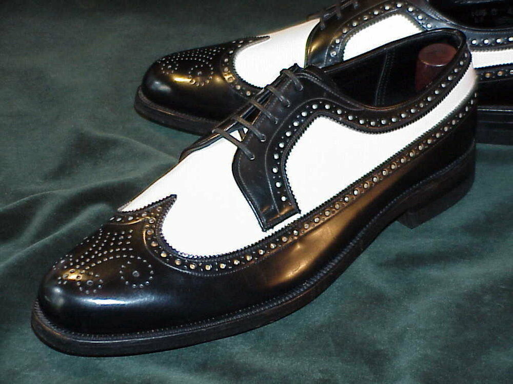 Oxford Two Tone Black White Brogue Toe Wing Tip Leather Lace Up Shoes US 7-16