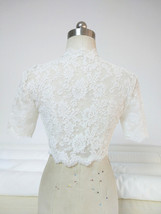 Empire Long Sleeve Lace Crop Top Button Down Custom Wedding Bridal Lace Top image 8