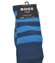 Hugo Boss 2 pack Men&#39;s Blue Navy Stiped Finest Cotton Socks  One Size 7-13 - £24.76 GBP