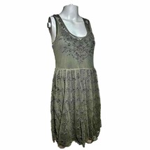 Johnny Was BIYA Small Lace Slip Dress &amp; Slip Embroidered Boho Green NOTES - AC - £30.41 GBP