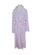 Vintage 90s Light Pink Textured Soft Waffle Knit Long Robe Shawl Collar ... - £29.66 GBP