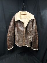 Distressed 1970s B-3 Aviator Bomber Flight Leather Jacket Sherpa Lined, ... - $99.99
