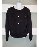J. KHAKI BLACK SEQUENCE CIRCLE BUTTON DOWN CARDIGAN SIZE L GIRL&#39;S - $24.45 CAD