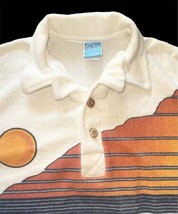 Vintage Ocean Pacific Terry Cloth Polo Shirt Sunset Stripe Sz M Surf OP image 3