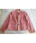 CARLISLE Pink Tweed Button-down Jacket Cotton, Silk, Wool, Viscose Size 12 - $103.01 CAD