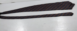 Vintage Oscar de la Renta SILK Tie Necktie Gray White Blue Orange Tie - £10.34 GBP