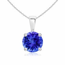 ANGARA Classic Round Tanzanite Solitaire Pendant in 14K Solid Gold | 18&quot; Chain - £916.59 GBP
