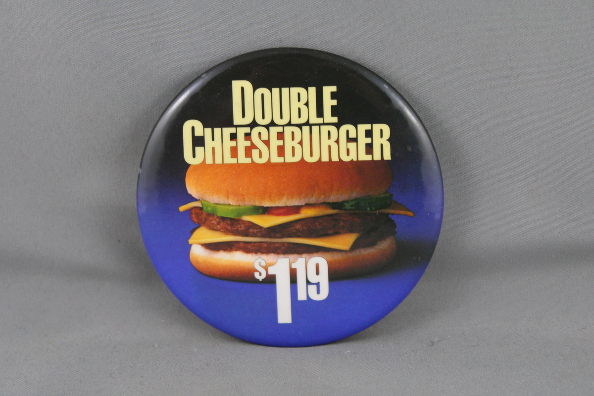 Vintage McDonalds Pin - Double Cheeseburger 1.19 - Celluloid Pin - Pins