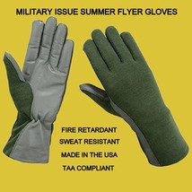PRE-OWNED MILITARY SAGE GREEN SUMMER FLYER TYPE 2 GS/FRP GLOVES - £14.38 GBP
