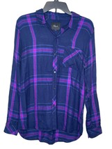 Rails Women Shirt Longsleeve Flannel Plaid Button Down Petite Blue Purple Small - £25.32 GBP