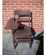 Vintage Childs Oak Wood School Desk / Desk with Connected Chair - £98.32 GBP