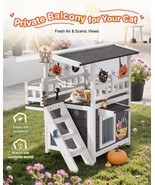 VEVOR Outdoor Cat House 2-Story Wooden Feral Cat Shelter with Stairs &amp; B... - $135.49