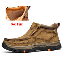 Plus Men Boots Natural Leather Autumn Men Shoes Waterproof Slip On Non Slip Outd - £77.64 GBP
