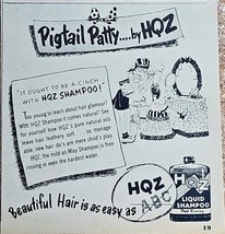 HQZ LIQUID SHAMPOO - PIGTAIL PATTY - 1946 Vintage Print Ad - Glamour - H... - $12.32