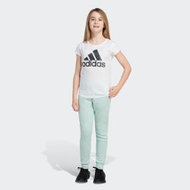 Adidas Big Girls Jogger mid Rise Cuffed Fleece Sweatpants, Medium 10–12, Green - £19.25 GBP