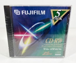 Fuji Film 5 Pack Of 74-Minute • 650 Mb CD-RW Compact Discs ~ Brand New Sealed - £6.77 GBP