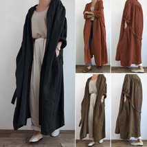 Casual Long Sleeve Shirt Dress, Loose Long Coat, Boho Dress, Women Clothing - $28.99