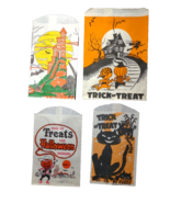 Vintage Halloween Treat Candy Goodie Bags Haunted Castle Cowboy Goblin B... - £12.13 GBP