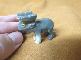 Y-MOO-WB-11) little gray white bull MOOSE small carving gem stone SOAPST... - £6.75 GBP
