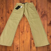 NWT Mens 33x31 Ramie/Cotton Khaki Straight Leg Denim Ask Jeans Y2K - £15.79 GBP