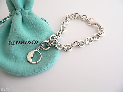 Tiffany & Co Moon Bracelet Bangle Charm Pendant Chain Gift Pouch Love Silver - £431.07 GBP
