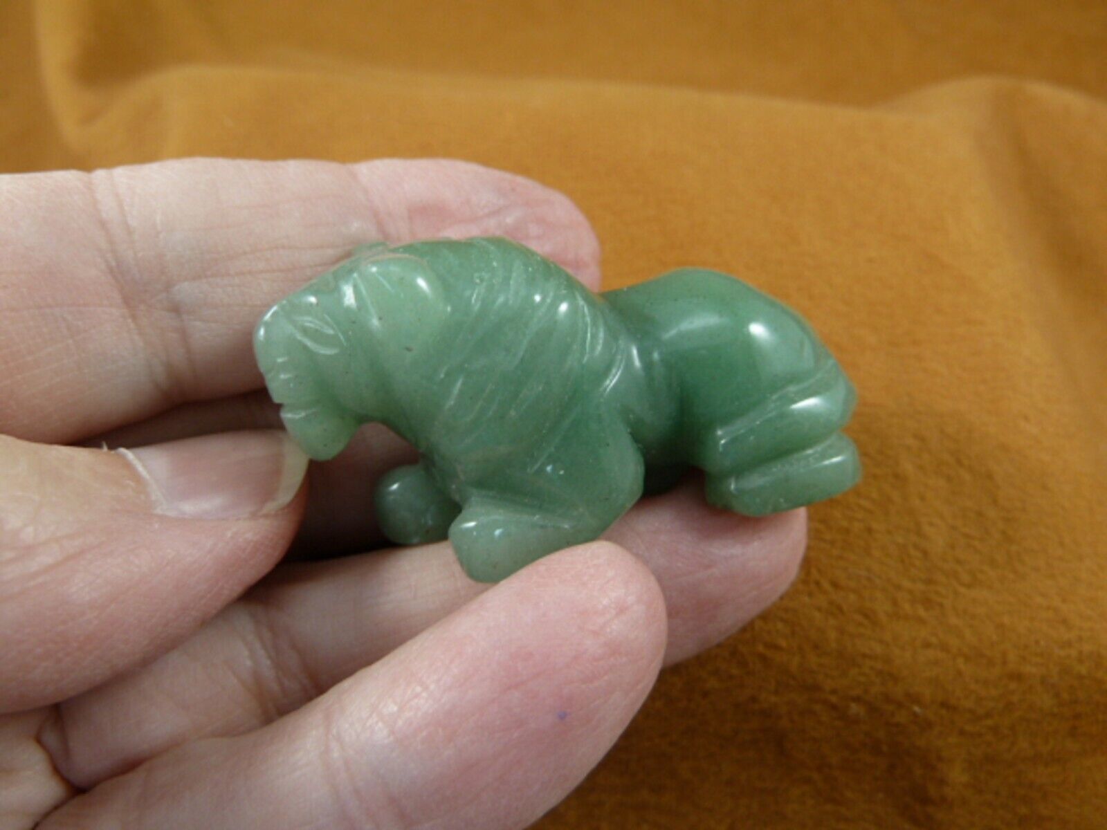 (Y-LIO-RO-581) Green ROARING LION gemstone figurine love lions gem stone... - $18.69