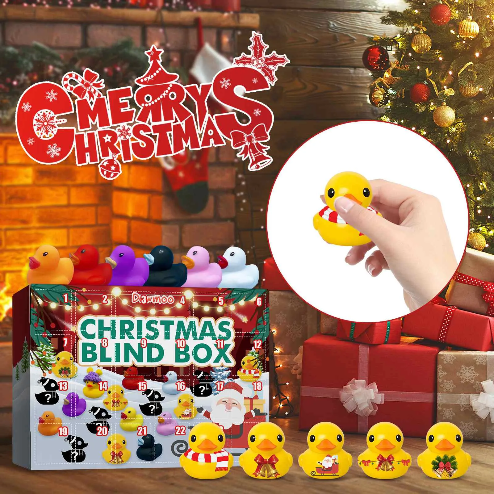 Christmas Advent Calendar With 24 Rubber Ducks 24 Days Countdown Calendar Rubber - £12.24 GBP