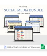 Social Media Bundle Google Sheet Spreadsheet Template Monthly and Weekly... - $3.80
