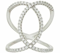 Saint-Valentin 18K Plaqué or Blanc Simulé Diamant Emboîtés Anneau Ovale - £203.49 GBP