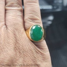 Natural Emerald Oval Gemstone Handmade Sterling Silver Men Ring Jewelry - £52.21 GBP