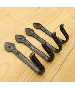 4 HAND FORGED HOOKS Coat Hat Entryway Hook 6&quot; Long Hall Tree Metallic Fa... - $24.62 CAD