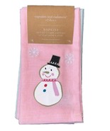 4 Cupcakes &amp; Cashmere Christmas Pink Green Pastel Stitched Snowflake Nap... - $22.99