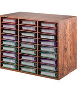 VEVOR Wood Literature Organizer File Sorter Paper Storage Holder 27 Slot... - £107.44 GBP