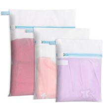 3 Pack Durable Fine Mesh Laundry Bags With Reinforced Zipper And Hanging... - £10.21 GBP
