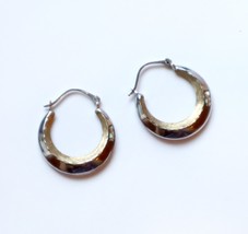 Vintage 10k White Gold Hollow Hoop Earrings Marked OR Smooth and Textured - $98.01