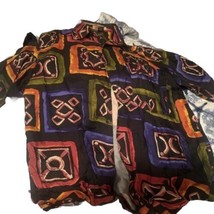 Silk House Mens S Silk Shirt Short Sleeve 100% Silk Multicolor Abstract ... - $27.55