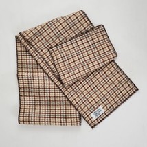 Vintage Amana Woolen Mills Brown Beige Plaid Wool Scarf 60&quot;x 8.5&quot; Winter Outdoor - £12.01 GBP