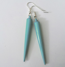 Silver Plate Sky Blue Spike Kitsch Girlie Earrings - £3.79 GBP