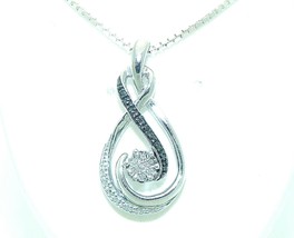 DIAMOND ACCENT PENDANT & 16 INCH BOX CHAIN REAL SOLID .925 STERLING SILVER 6.7 g - £46.85 GBP