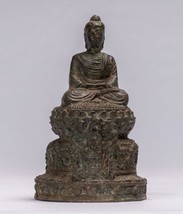 Antik Gandhara Stil Bronze Sitzender Meditation Buddha Statue - 21cm/20.3cm - £319.78 GBP