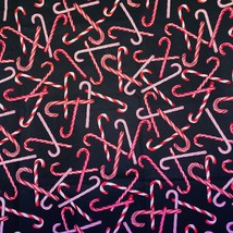 Holly Jolly Christmas Candy Cane Fabric Robert Kaufman 67&quot; X 44&quot; - £15.82 GBP