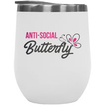 Make Your Mark Design Anti-Social Butterfly. Introvert 12oz Insulated Wine Tumbl - £21.79 GBP